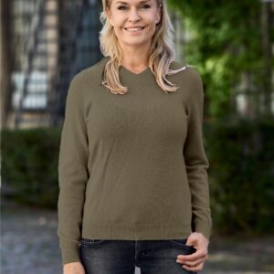 Women V Neck Plain Pink