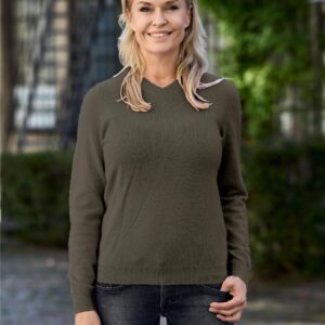 Women V Neck Plain Pink